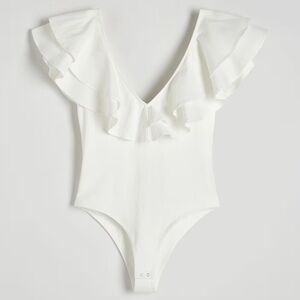 Reserved Ruffle White Bodysuit‎